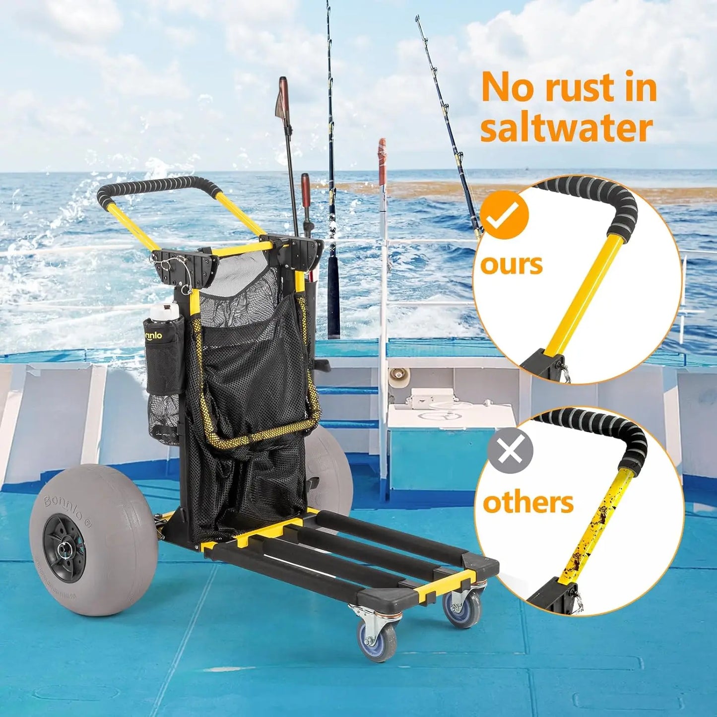 Beach Cart With 12 Inch Balloon Wheels For Sand 2-In-1 Foldable Wagon