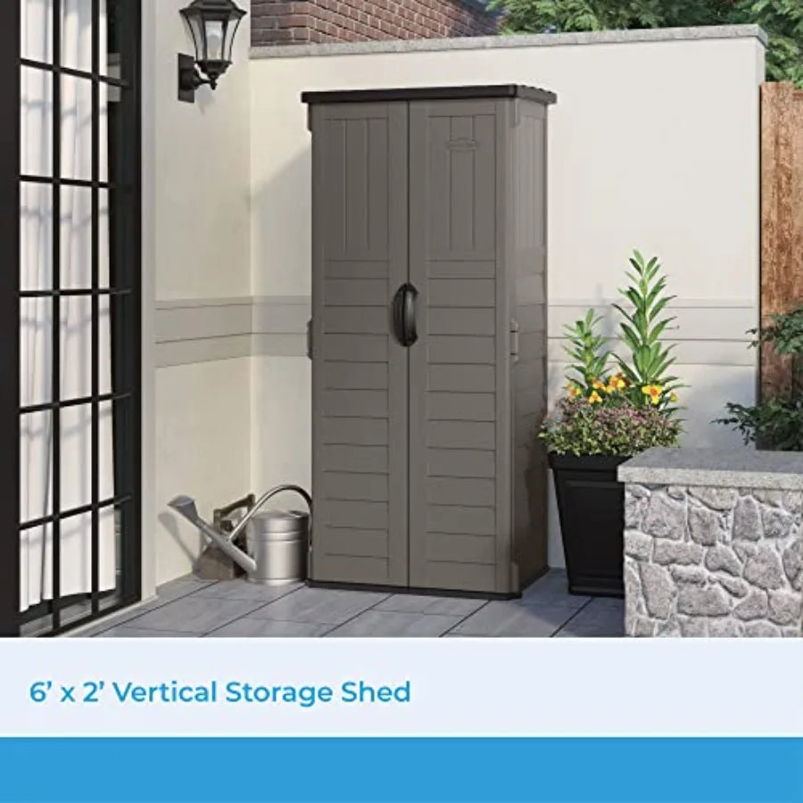 Suncast 22 Cubic Feet Vertical Outdoor Storage Shed With Lockable Doors Stoney