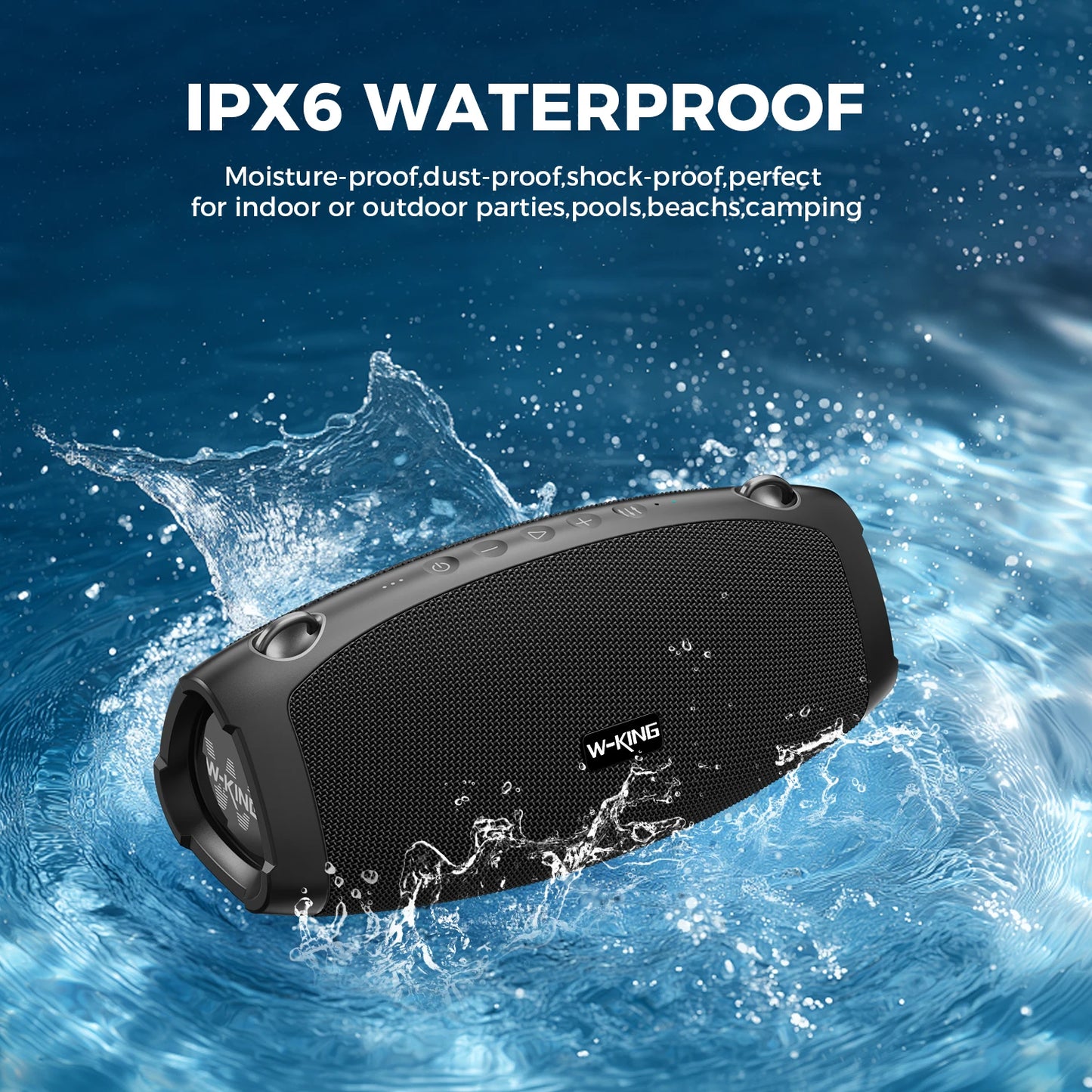 W King 120W Peak Portable Bluetooth Speaker With Wireless Microphone Waterproof