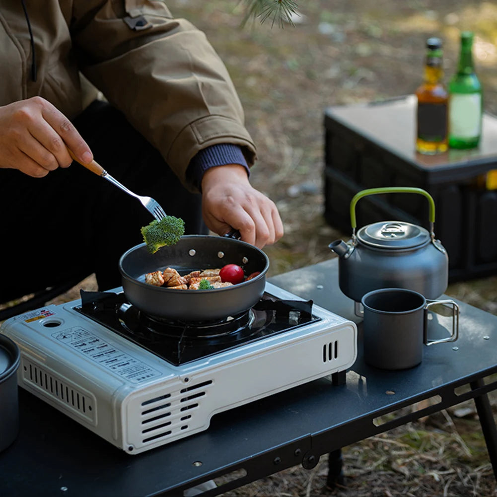 Gear up for outdoor meals with the APWIKOGER 3-piece camping cookware set, designed to travel light and cook efficiently.