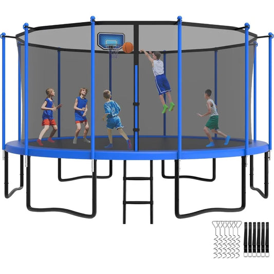 XMSJ Outdoor Trampoline With Basketball Hoop 1500 Lbs Capacity