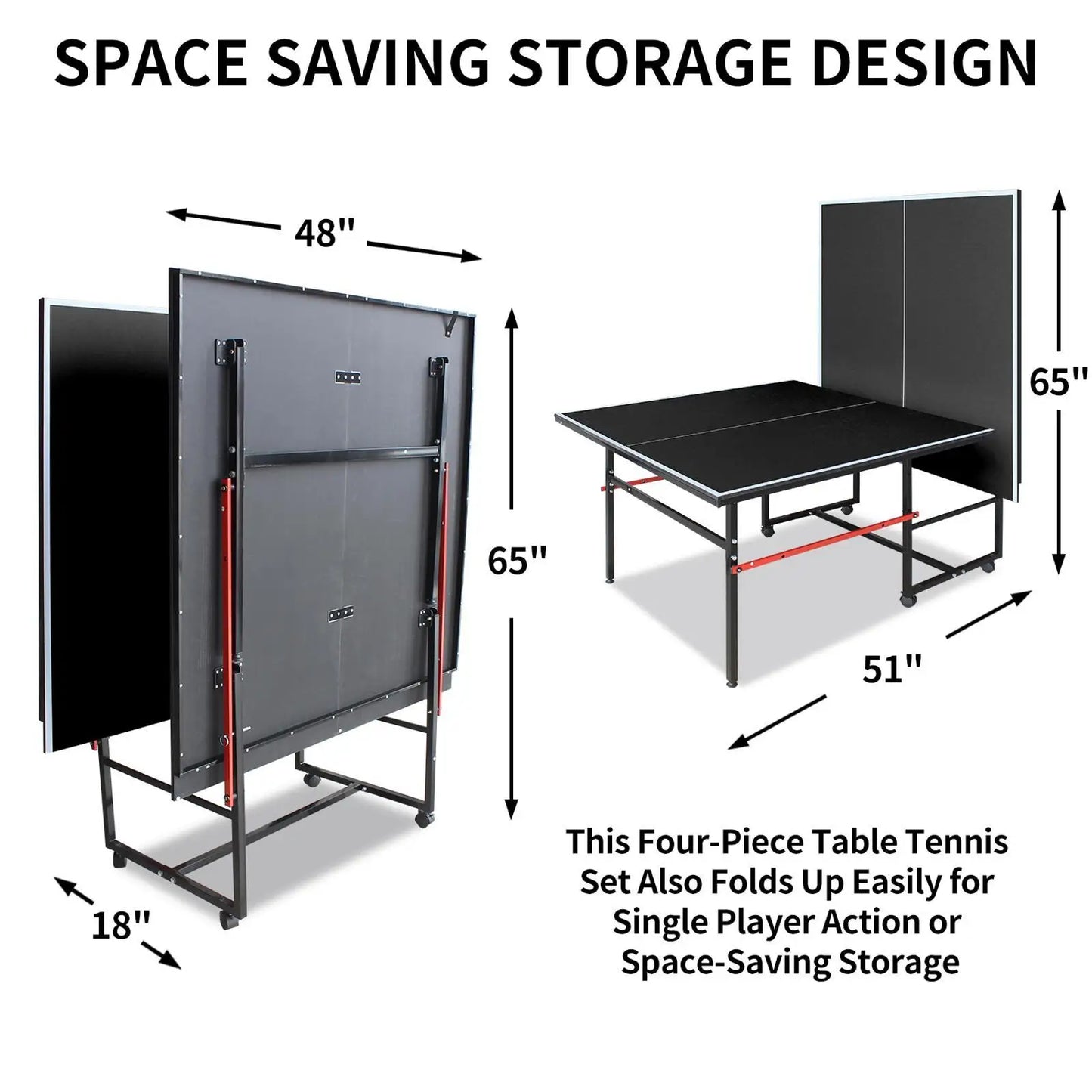 Turn any room into a game ready arena with this foldable table tennis set.