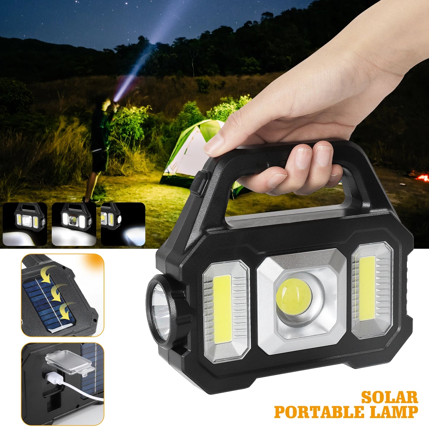 From NONE, this 2000 lumen solar powered LED flashlight gives you dependable, bright illumination for your camping, emergencies, and outdoor work.