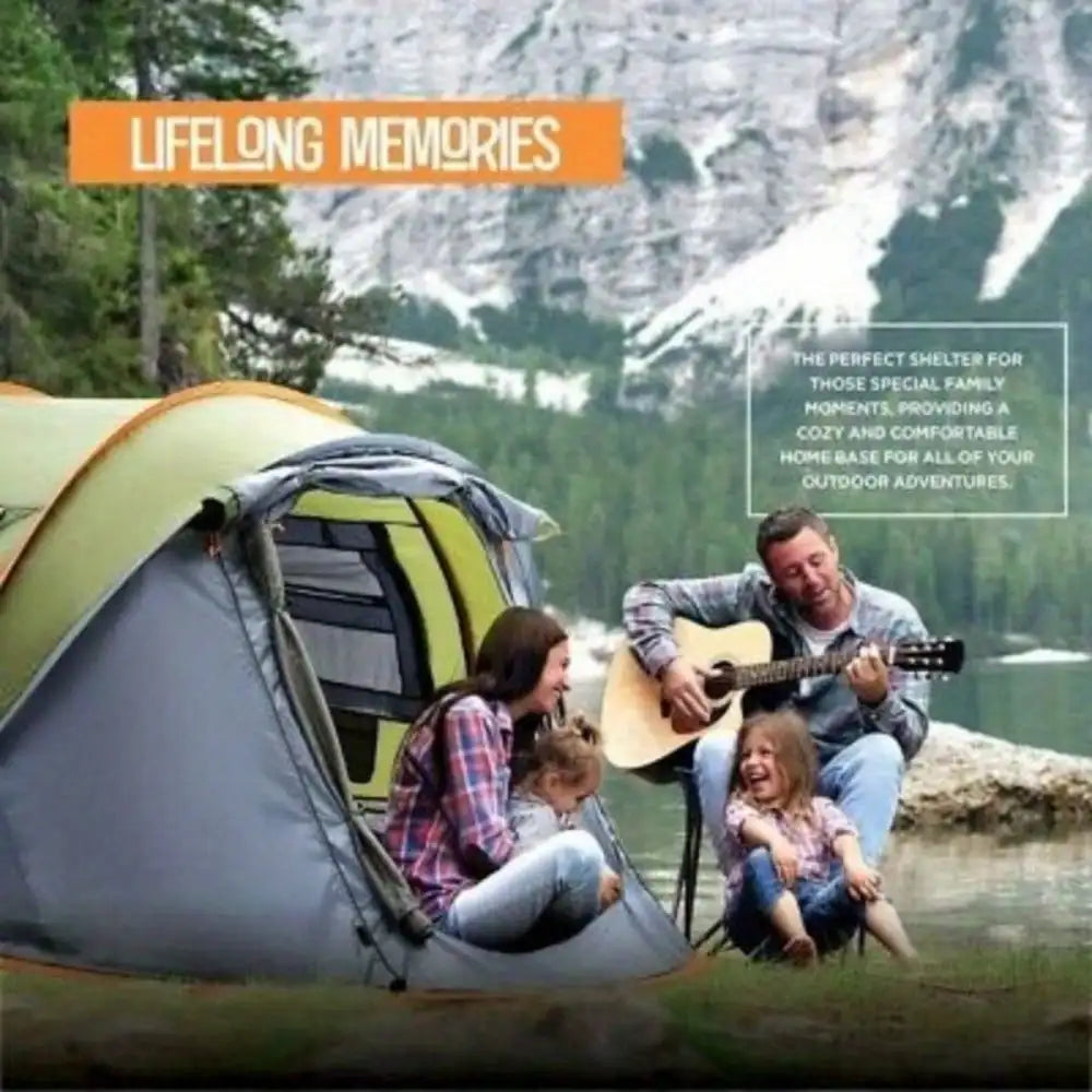 Four Person Pop Up Camping Tent With Two Doors Waterproof UPF50