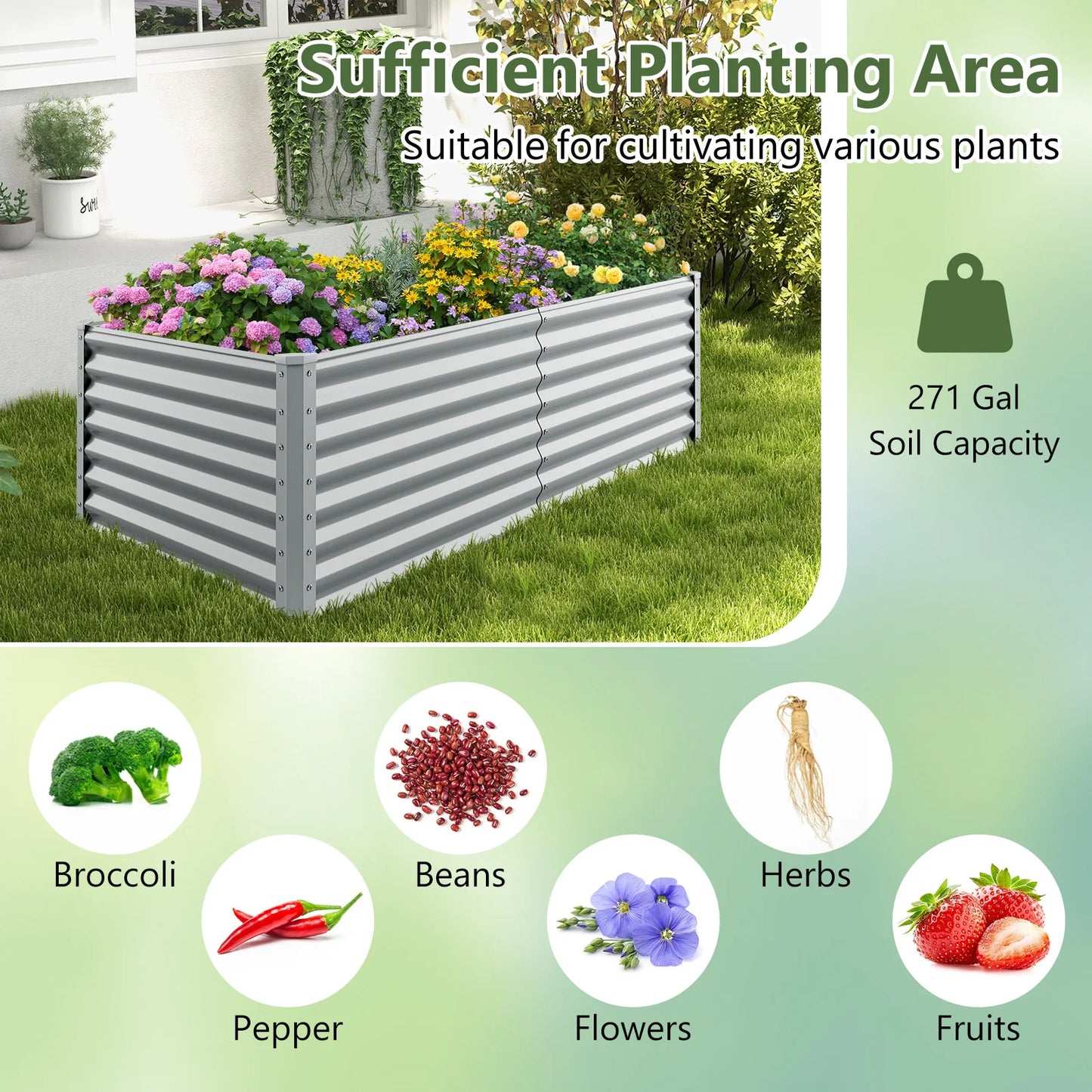 Raised Garden Bed Large Metal Planter Box Kit For Vegetable And Herb 6 By 3 By 2