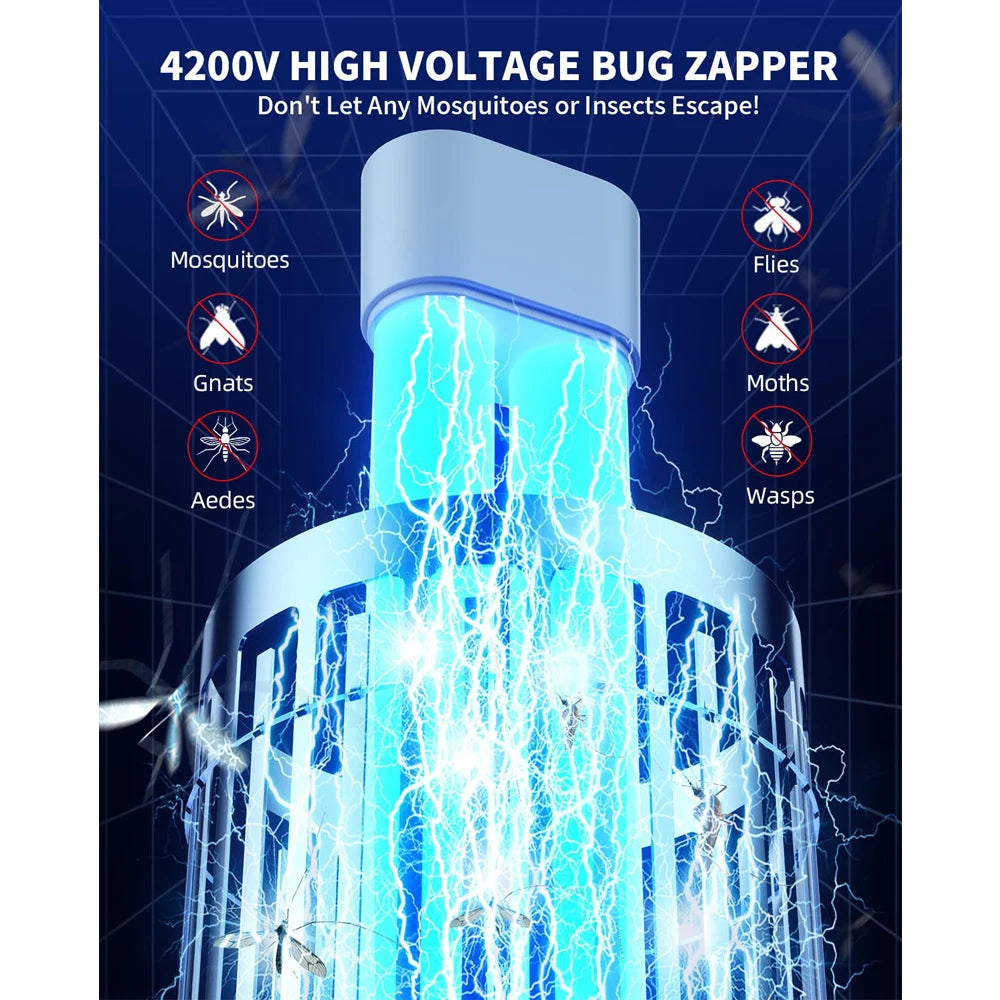 Minimoon Outdoor Bug Zapper Dual LED Mosquito Trap 4200V IPX4 15W
