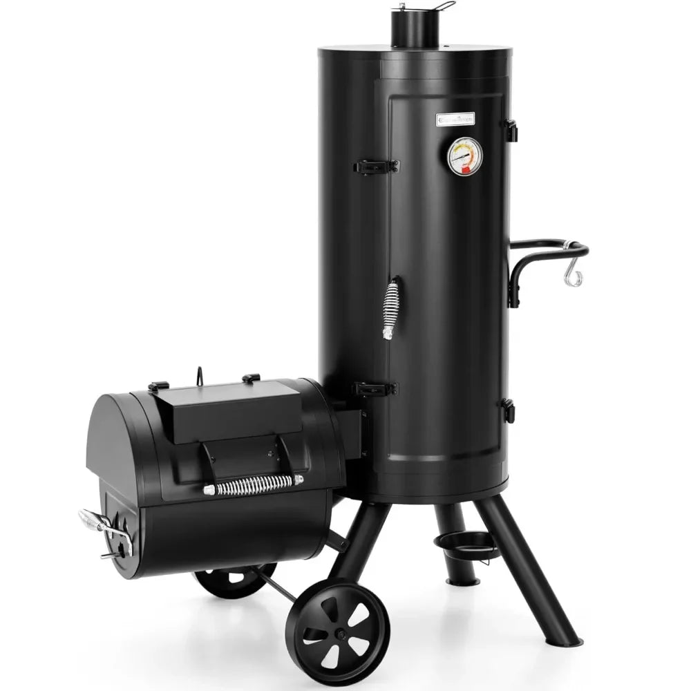 NONECN Outdoor Heavy Duty Vertical Offset Charcoal Smoker Grills Extra Large