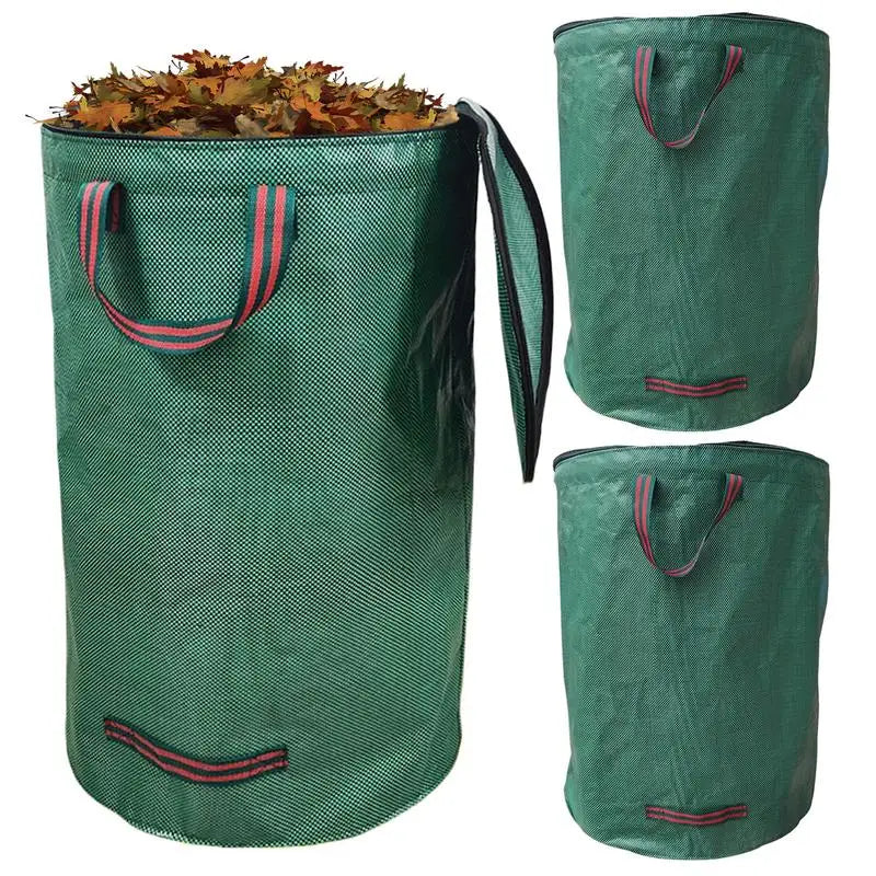 272L Garden Yard Waste Bag With Lid Foldable Leaf Trash Can Outdoor Storage