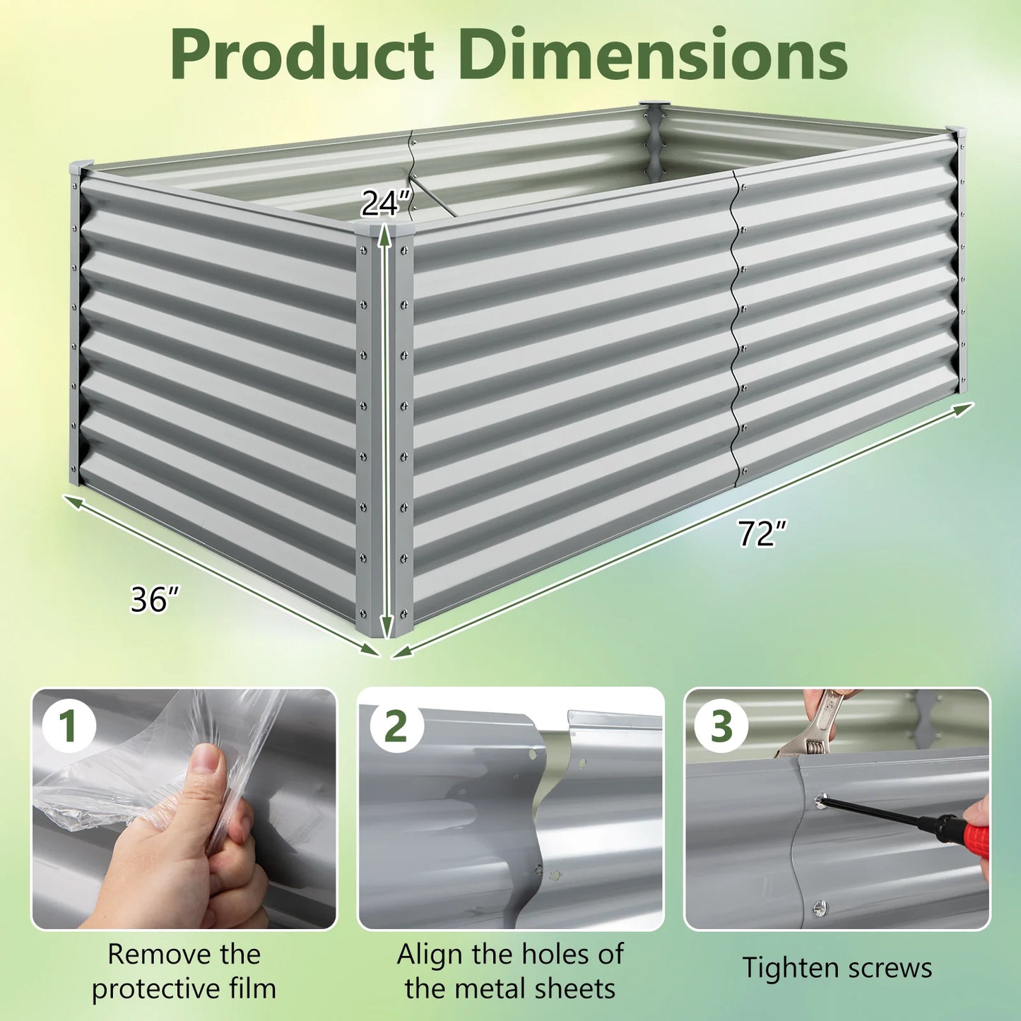 Raised Garden Bed Large Metal Planter Box Kit For Vegetable And Herb 6 By 3 By 2