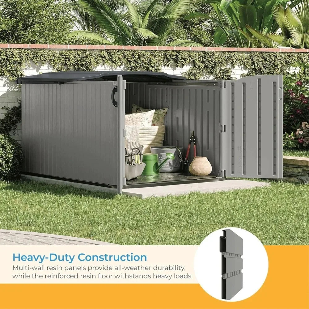 Customizable Glidetop Horizontal Outdoor Storage Shed With Pad Lockable Lid
