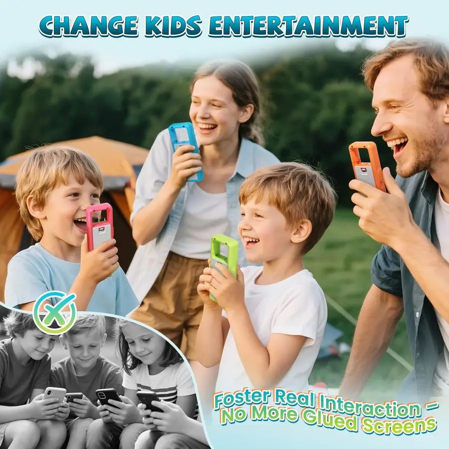 Keep your kids connected and safe on outdoor adventures with this four-pack of rechargeable walkie talkies.