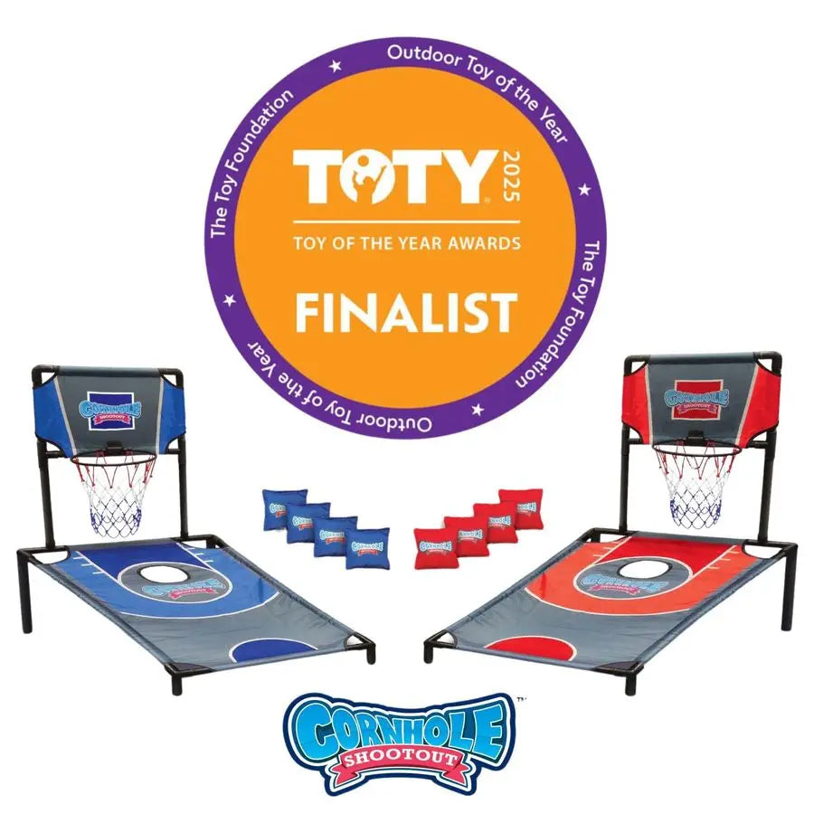 Basketball Net Cornhole Board Set, Basketball amp Cornhole in One, Includes 8 Red Blue Bean Bags, Convenient Carrying Case, Tail