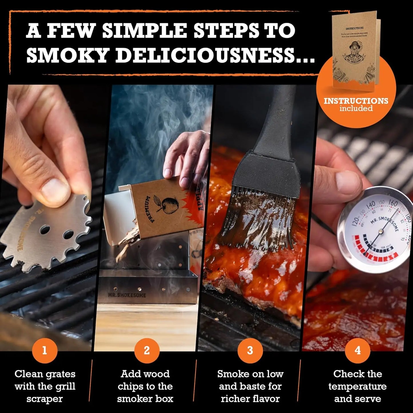 Elevate your outdoor cooking with this premium 12 piece wood smoked BBQ grill set.
