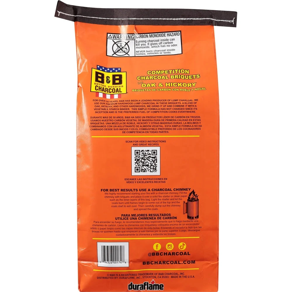 Oak Charcoal Briquets 17.6 Lb Long Burn Smoky Flavor for Grilling No Additives