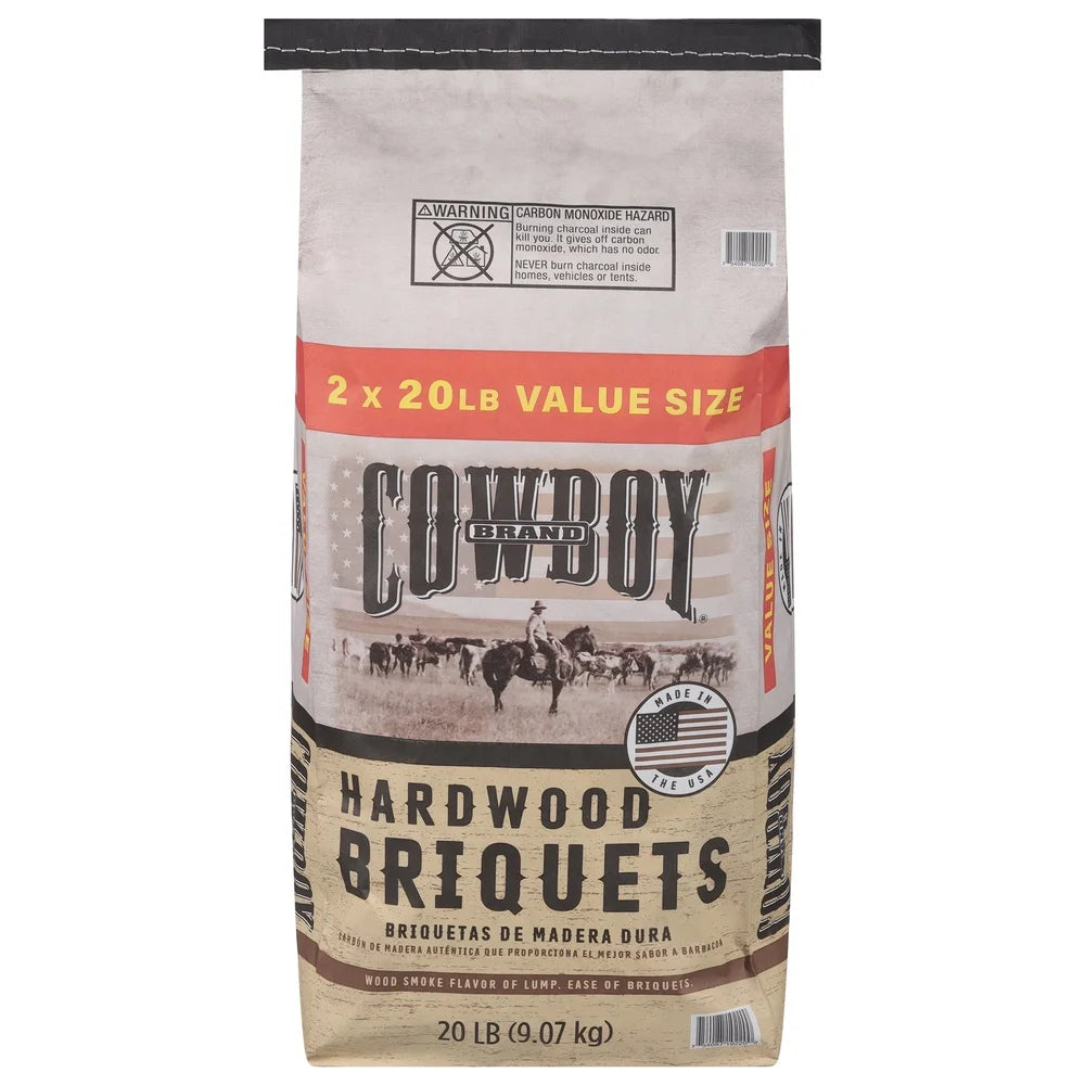 Experience authentic hardwood grilling with Cowboy Hardwood Briquets that deliver steady heat and rich, smoky flavor every time, so you can enjoy backyard cookouts with ease.