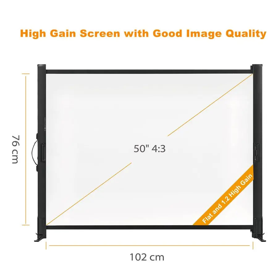XMSJ 50 Inch Outdoor Projector Screen With Stand Retractable 1.2 Gain