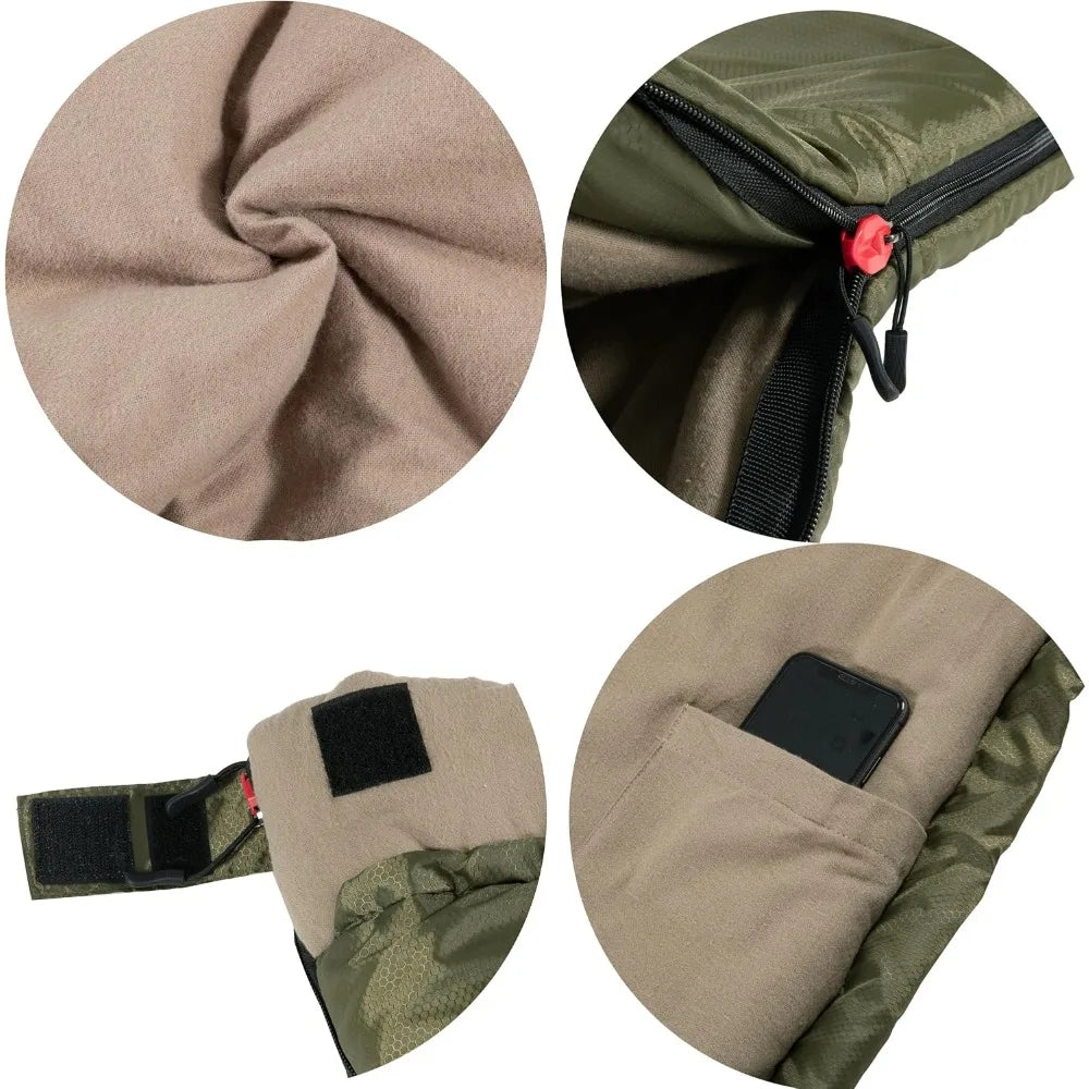 Cotton Flannel Sleeping Bag for Adults 84 x 40 Inches Tall