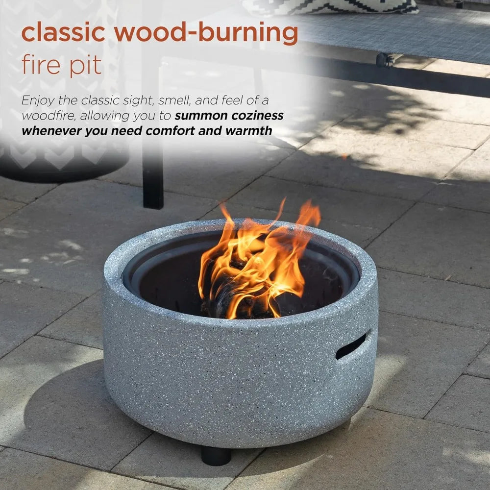 Alpine Corporation Modern Gray Outdoor Wood Burning Fire Pit With Cover