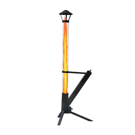 55.9 Inch Wood Pellet Patio Heater Outdoor Rocket Stove With Glass Tube