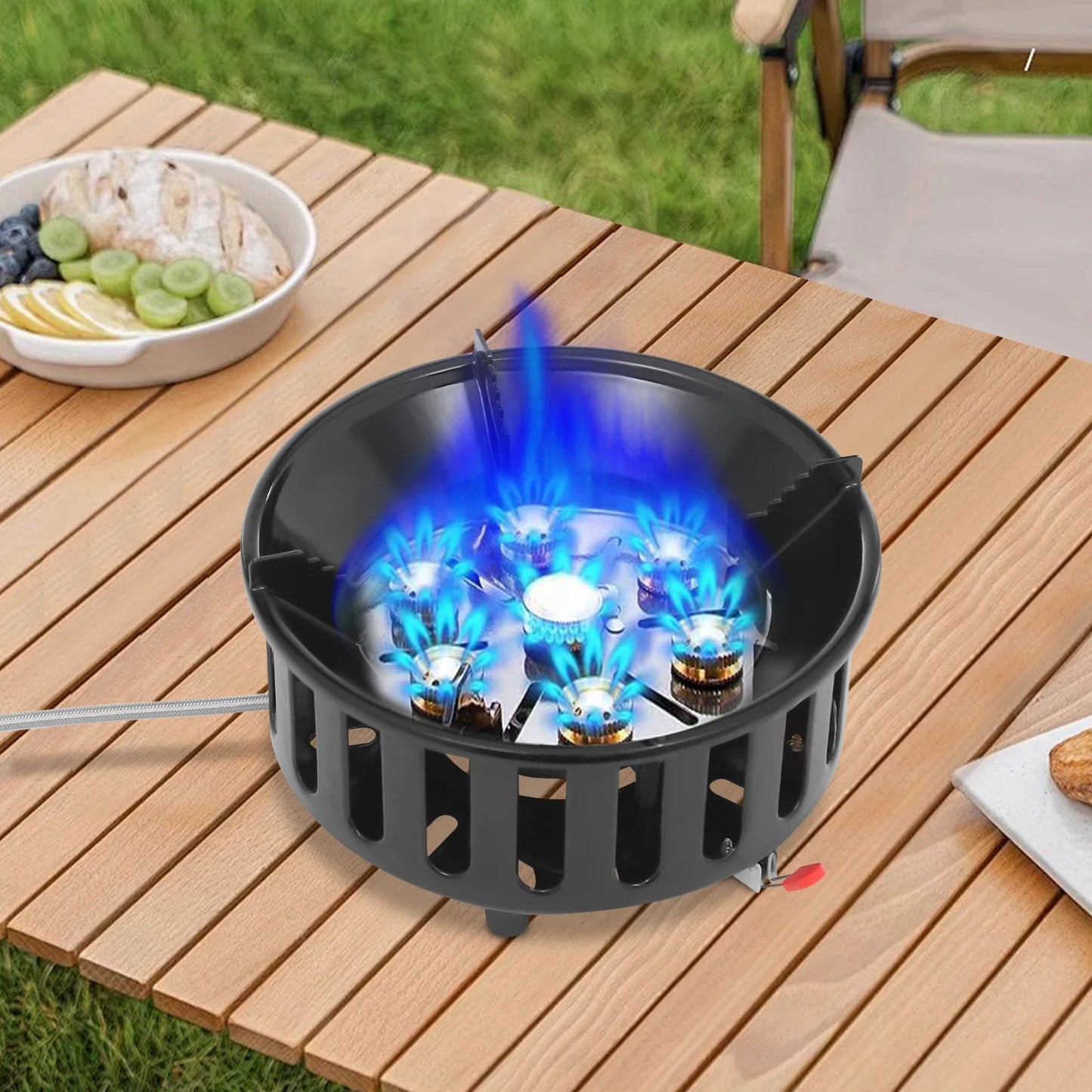 Noned Camping Stove Portable Gas Burner With 3 Adapters And Storage Bag