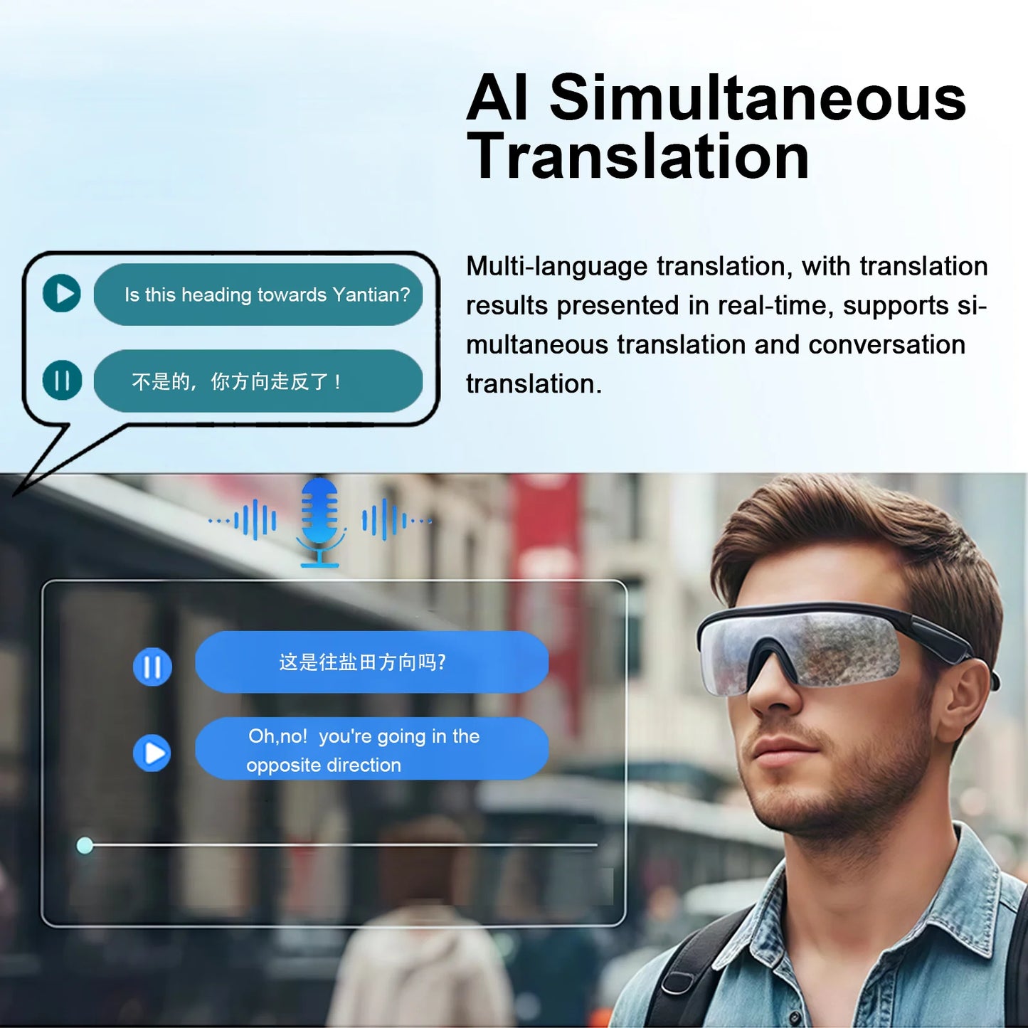 PveQQve AI Smart Glasses With Polarized Lens Translation Bluetooth Cycling