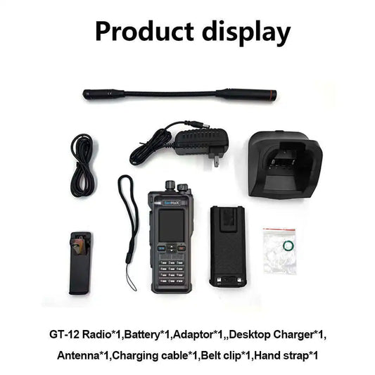 ANYSECU GT12 Walkie Talkie 10W VHF UHF Dual Band Bluetooth Programming Function