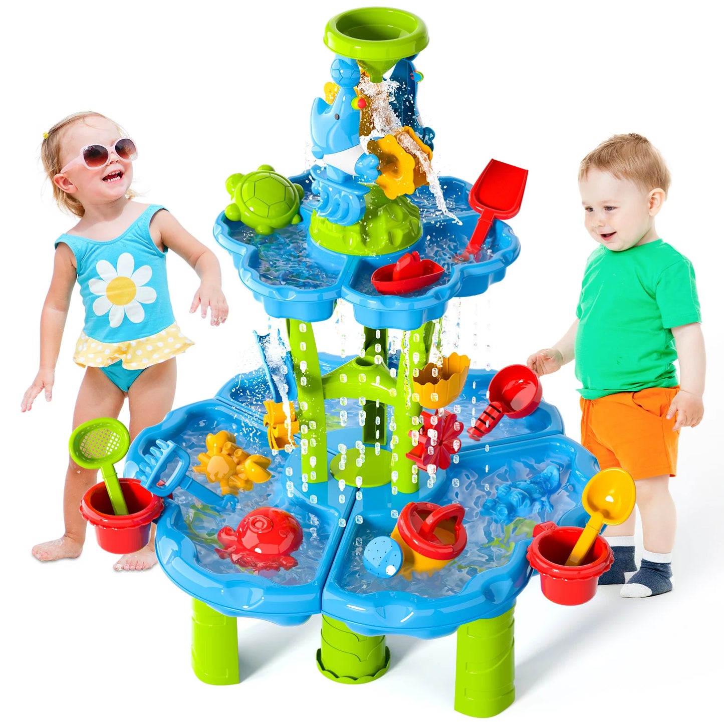 Kids Splash Sand Table Water Toy 4 In 1 Outdoor Sensory Play Station