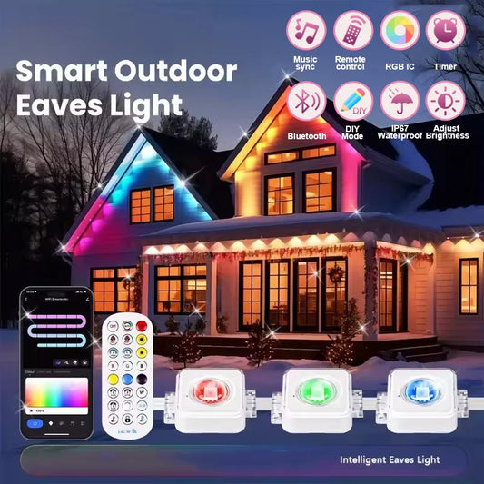 MIMIRGBC Smart RGBIC Outdoor String Lights 90 LEDs 75 Scene Modes Garden