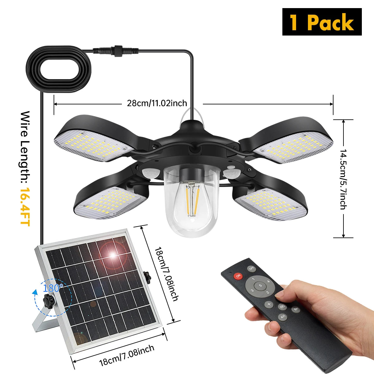 Amaryllis 192 LED Solar Powered Barn Light Outdoor Dual Motion Sensor 1000LM