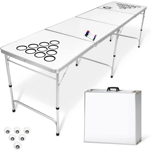 8 Foot Portable Beer Pong Table Black Tailgate Football Custom Dry Erase