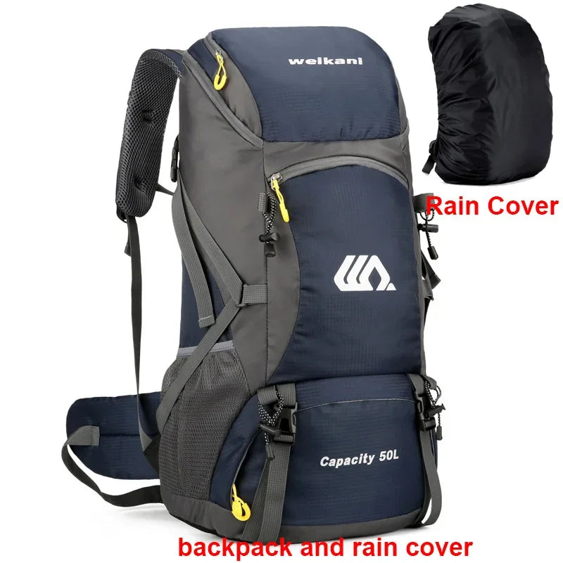 50L Travel Backpack For Outdoor Hiking Camping Nylon Waterproof Rucksack