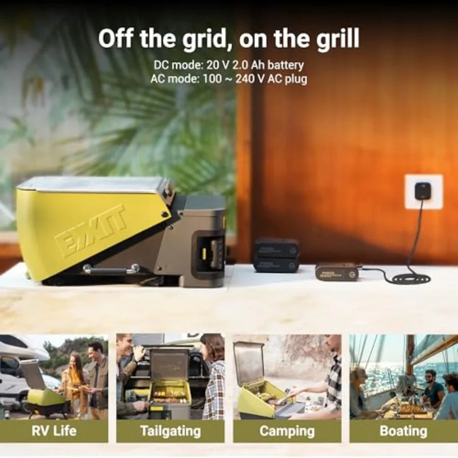 EXIT Fire'n'Go 20V Portable Wood Pellet Grill Smoker Tabletop 287 Sq In