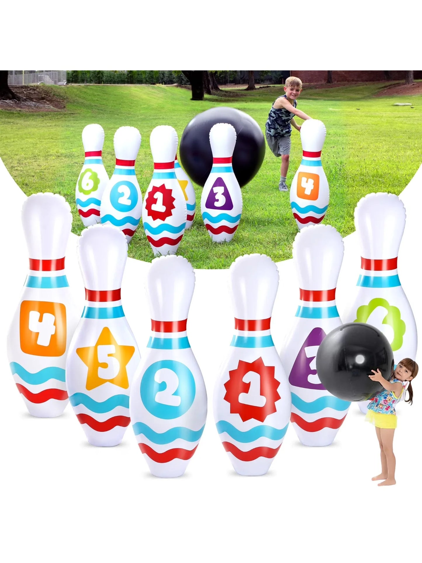 Joyfy Giant Inflatable Bowling Set for Kids Adults Party Games Toy