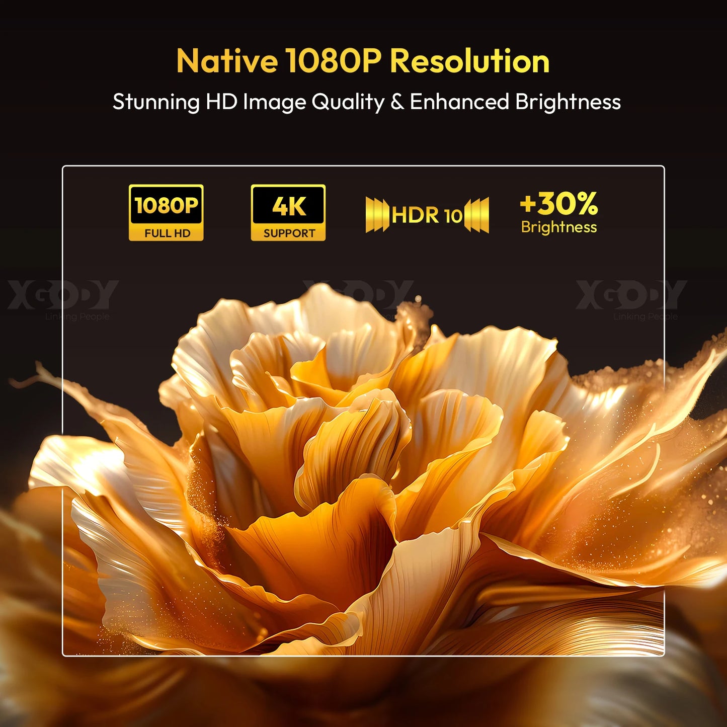 XGODY A6 Pro 4K Native 1080P Smart Projector With Auto Focus