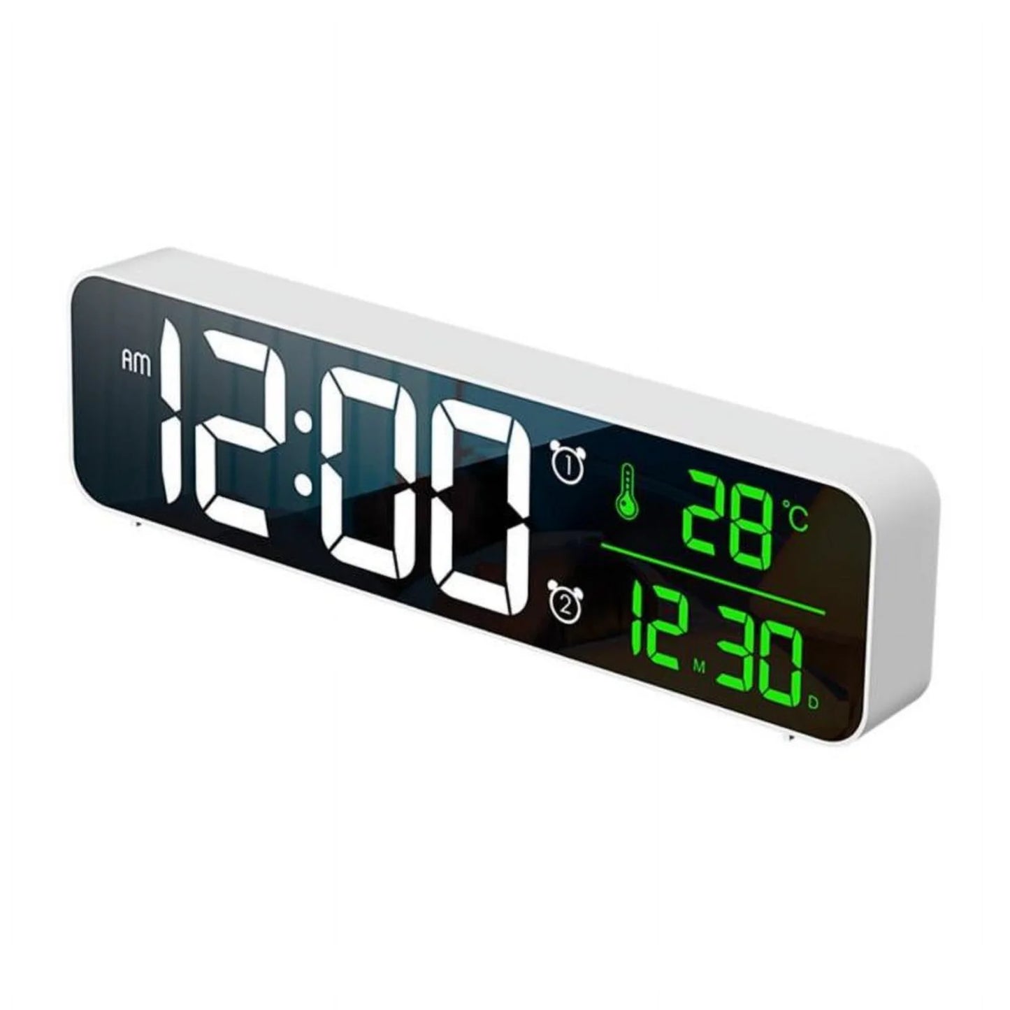 Actoyo LED Digital Alarm Clock With Snooze Date USB Charger White Display
