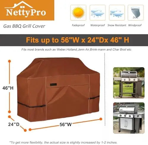 YTYIN presents a 56 inch heavy duty grill cover to shield your outdoor cooking setup from rain, sun, wind, and everyday outdoor wear.