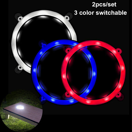 2Pcs Illuminate Cornhole Boards Three Types Lighting Switching LED Light Plastic Widely Corn hole Game Picnic Camping