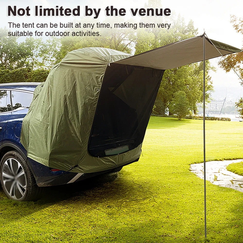 Turn every road trip into a cozy retreat with this car rear tent and canopy that tucks neatly behind your vehicle, delivering instant shelter from sun, wind, and unpredictable weather.