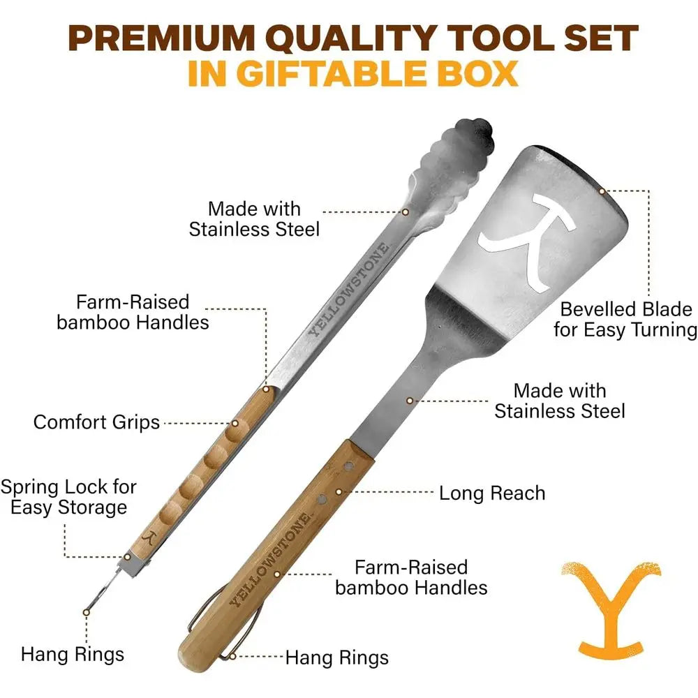 XMSJ 2 Piece BBQ Grill Set With Spatula And Tongs For Grilling
