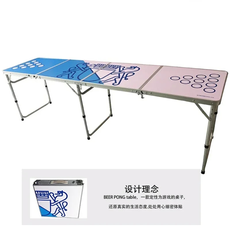 Beer Pong Table LED Extended Game Table Light Weight Easy Carry Aluminum Outdoor Folding Ping Pong Table Custom Design for Party