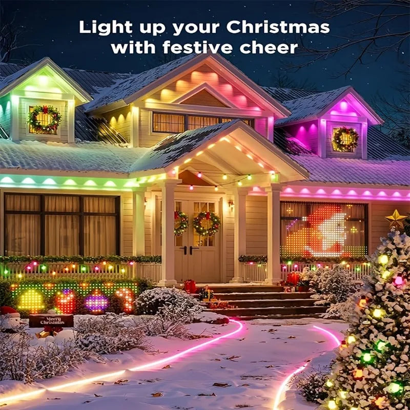MIMIRGBC Smart RGBIC Outdoor String Lights 90 LEDs 75 Scene Modes Garden