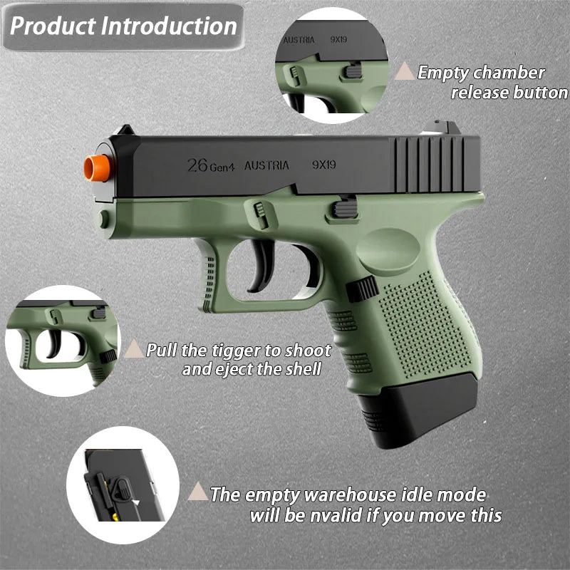 G26 Soft Bullet Toy Gun With Complete Accessories Green For All Ages