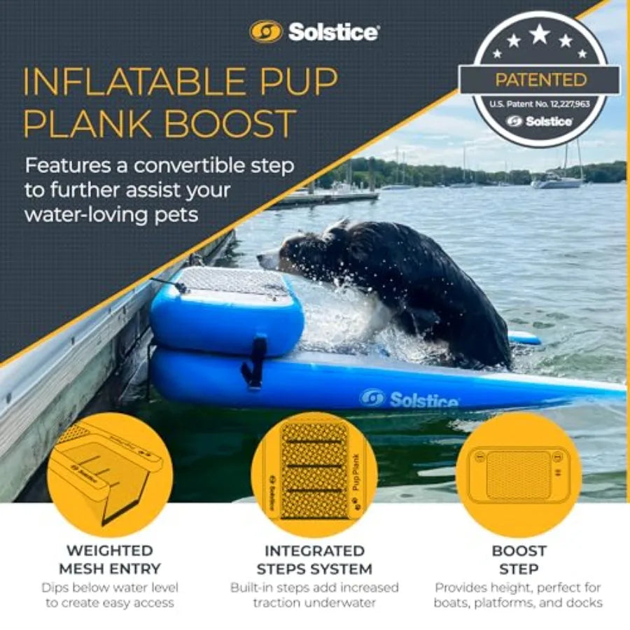 Make waterfront moments safer and easier for you with the OLOEY Inflatable Pup Plank, a sturdy blue water ramp designed for your dogs and docks, featuring quick setup, stable buoyancy, and durable construction for boats, lakes, and rivers.