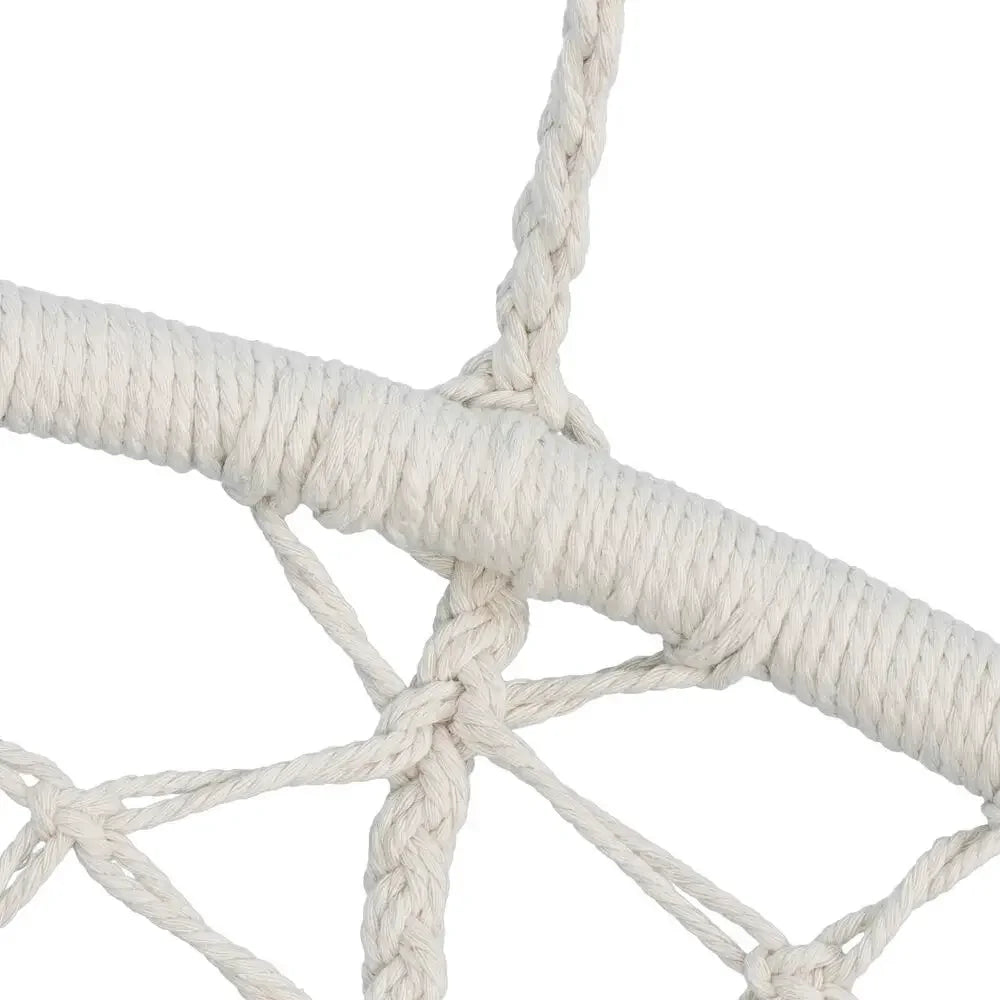 Beige Hammock Chair With Cotton Rope Macrame Swing Garden Decor 2 Pack