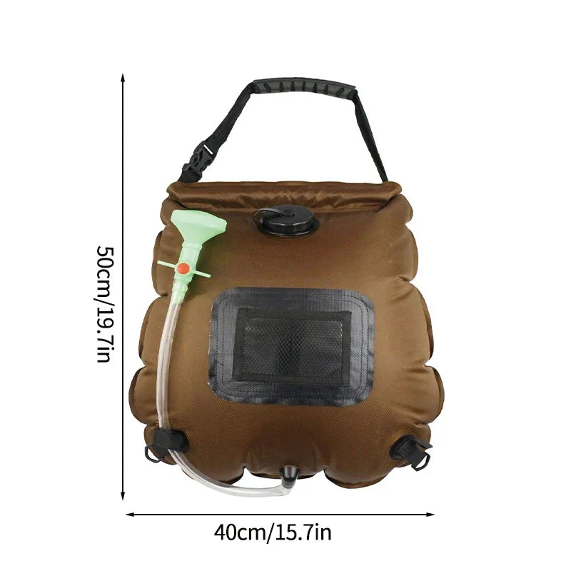 Portable Solar Camping Shower Bag With Switchable Head And Heating