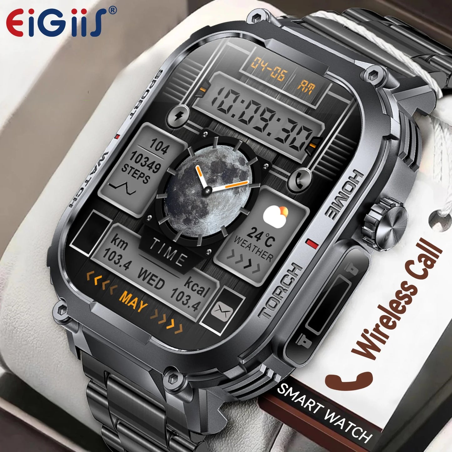 EIGIIS 2024 Smart Watch Men 3ATM Waterproof 2.02 Inch S320B Compass Heart Rate