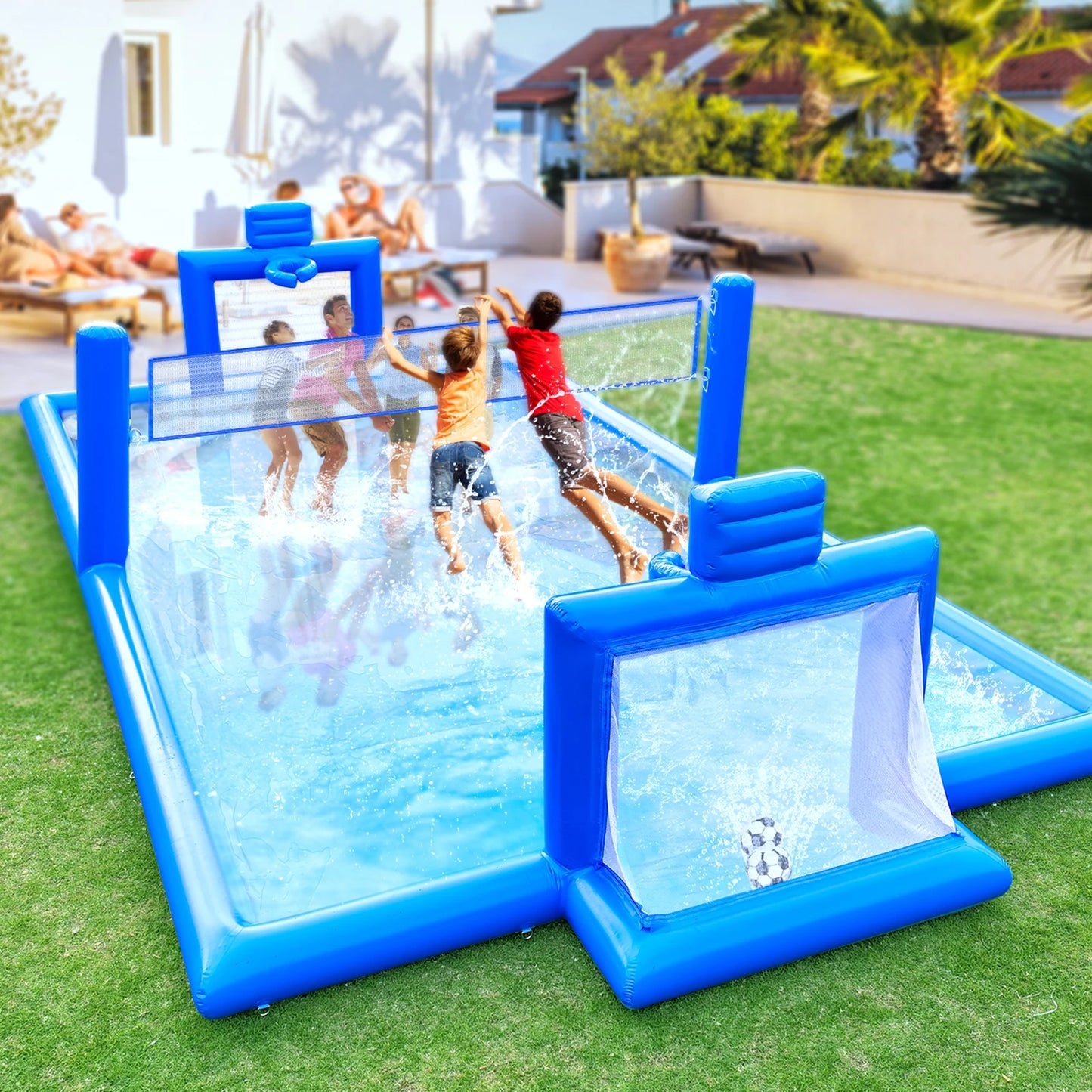 RTS Inflatable 33ft Outdoor Volleyball Court and Multi Sport Playset