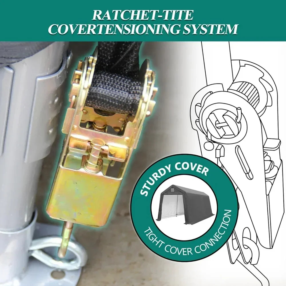 7x12 Outdoor Storage Shed With Heavy Duty Steel Frame And Ventilated Door