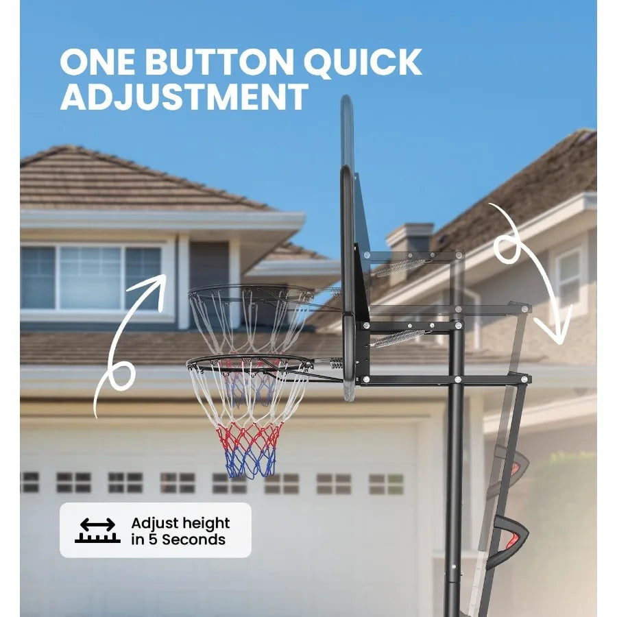 With the XMSJ 10ft adjustable portable basketball hoop, you can elevate backyard play, sharpen your skills, and enjoy unlimited outdoor shooting sessions with family and friends.