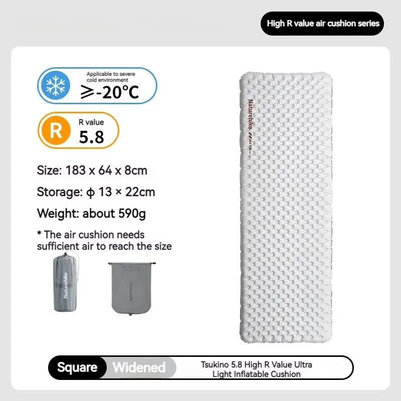 Experience warmth and reliable comfort on your outdoor adventures with this Naturehike inflatable sleeping mattress featuring a high R-value.